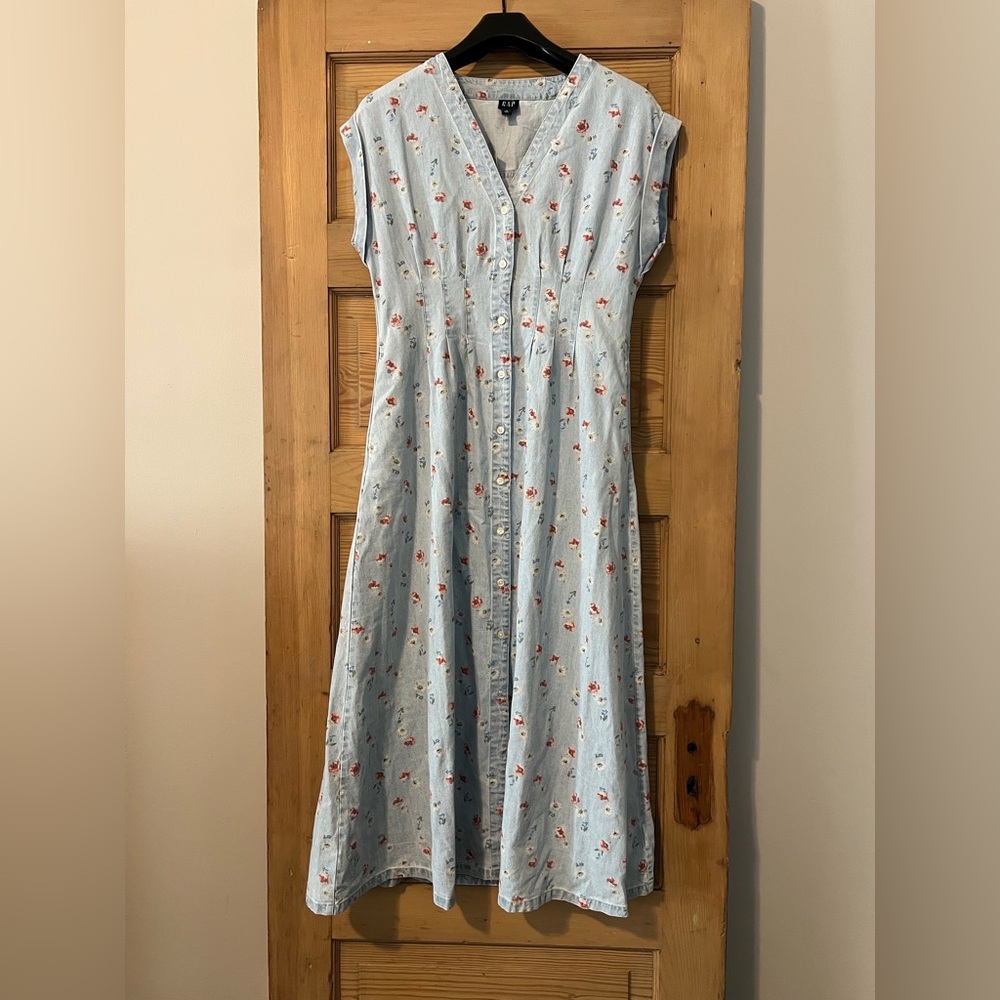 GAP Light Blue Floral Button-Front Dress